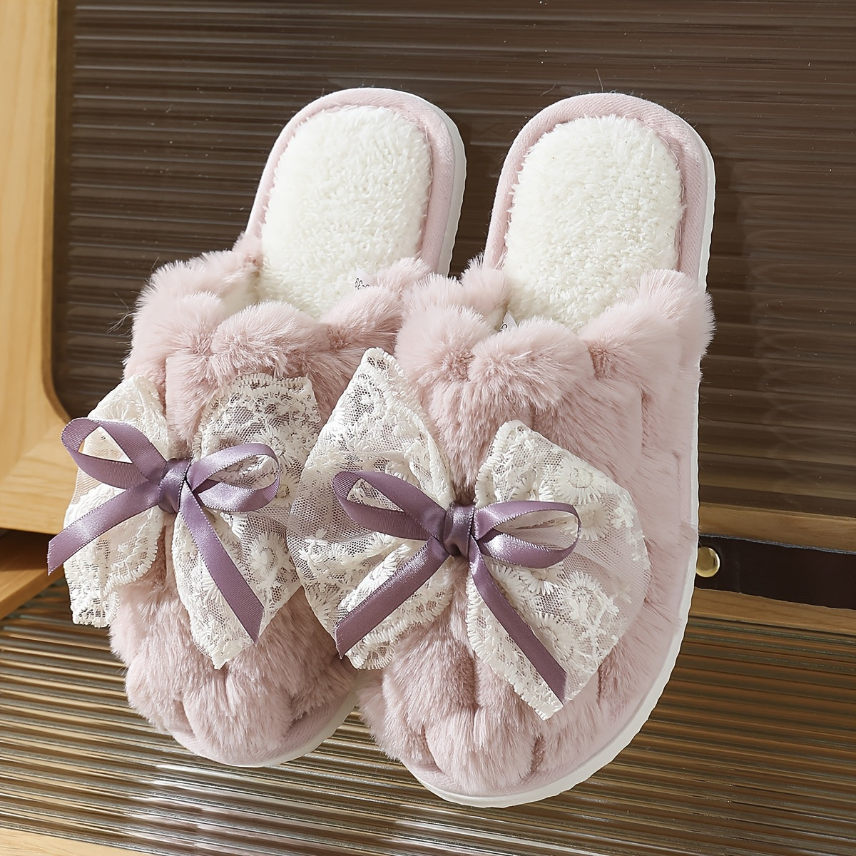 Women's Slip-On Indoor Slippers Soft Fabric Non-Slip EVA Sole Pastel Pink Black Gray Beige