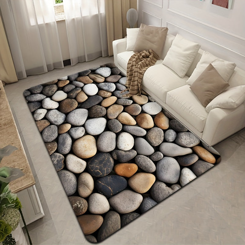 Hand Washable Bathroom Mat Polyester Non-Slip Square Rug for Bedroom Use