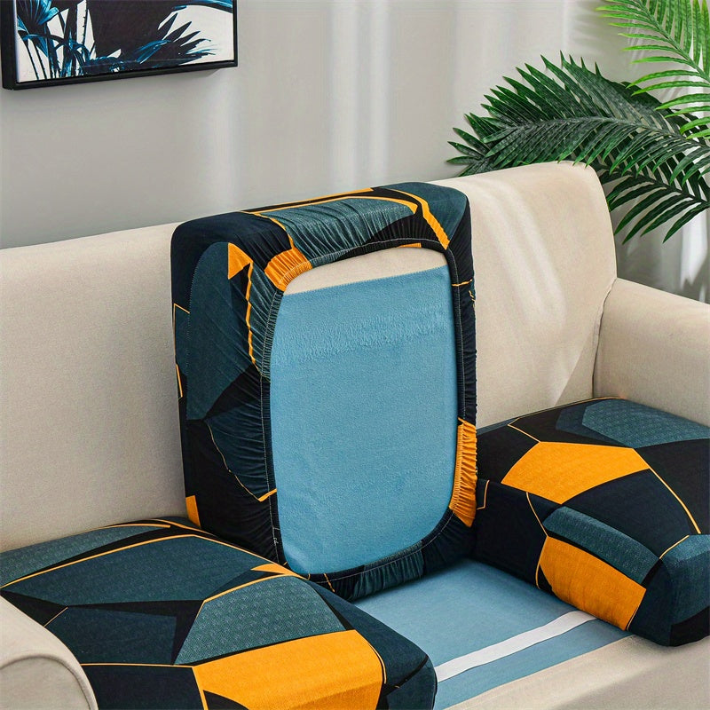 Чехол на растяжку для дивана с геометрическим красным и синим принтом, эластичный, моется в машине, современный домашний декор