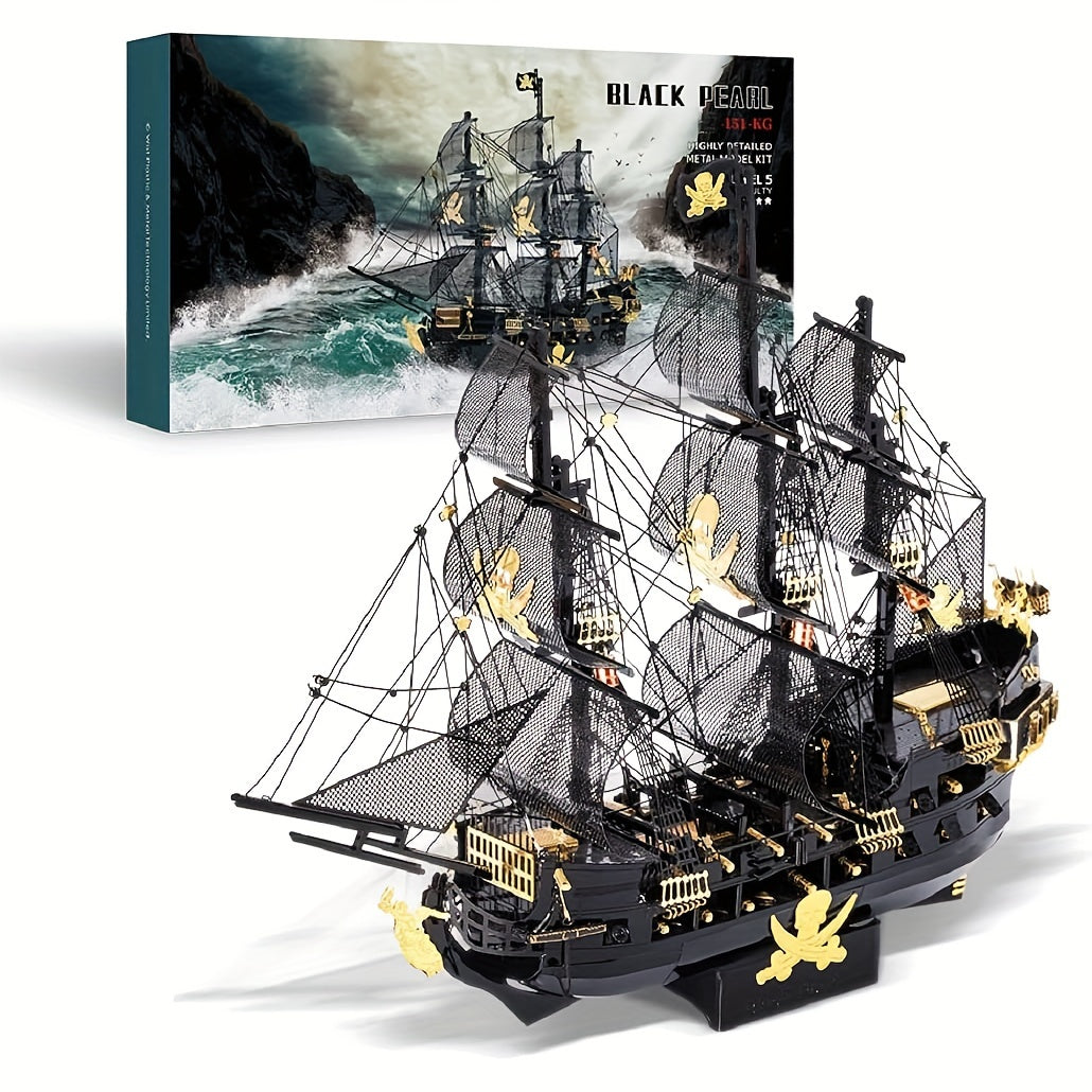 Rompecabezas de cobre 3D para adultos, modelo de barco pirata Flying Dutchman, kit de bricolaje, regalo de artesanía náutica