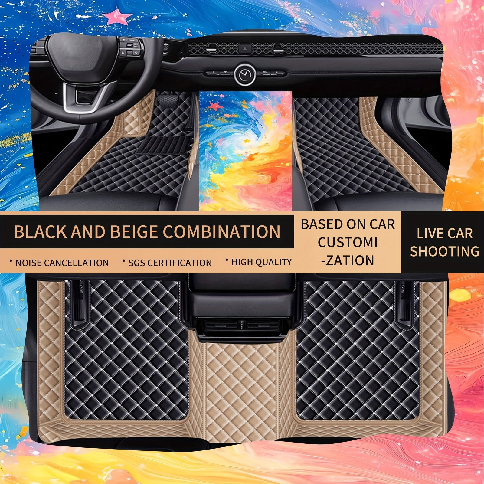 Luxury Faux Leather Car Mats Set for Left-Hand Drive Vehicles All-Weather Durable