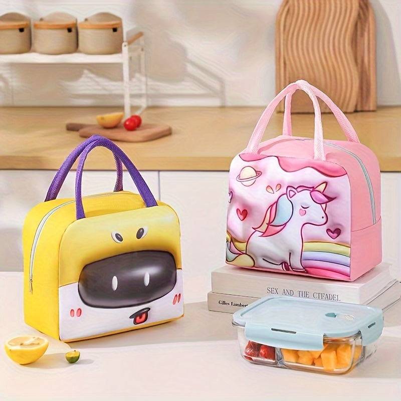Cartoon Animal Print Lunch Bag Insulated Waterproof Polyester for Students Office