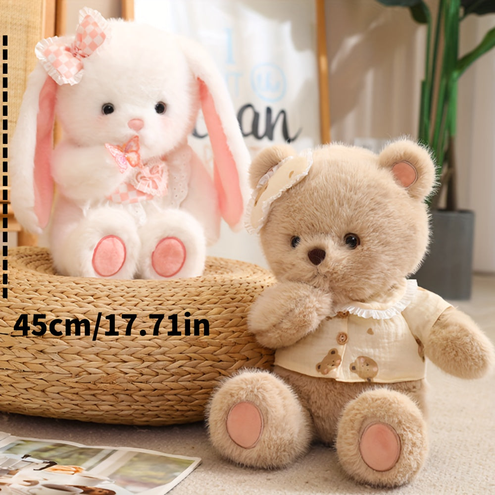 Soft Plush Fox Bear and White Cat Dolls for Home Decor and Gifts