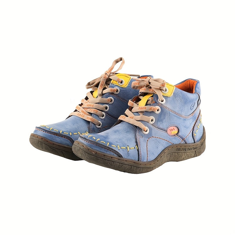 Women's Ankle Boots Leather Casual Flat Heel Zipper Comfort