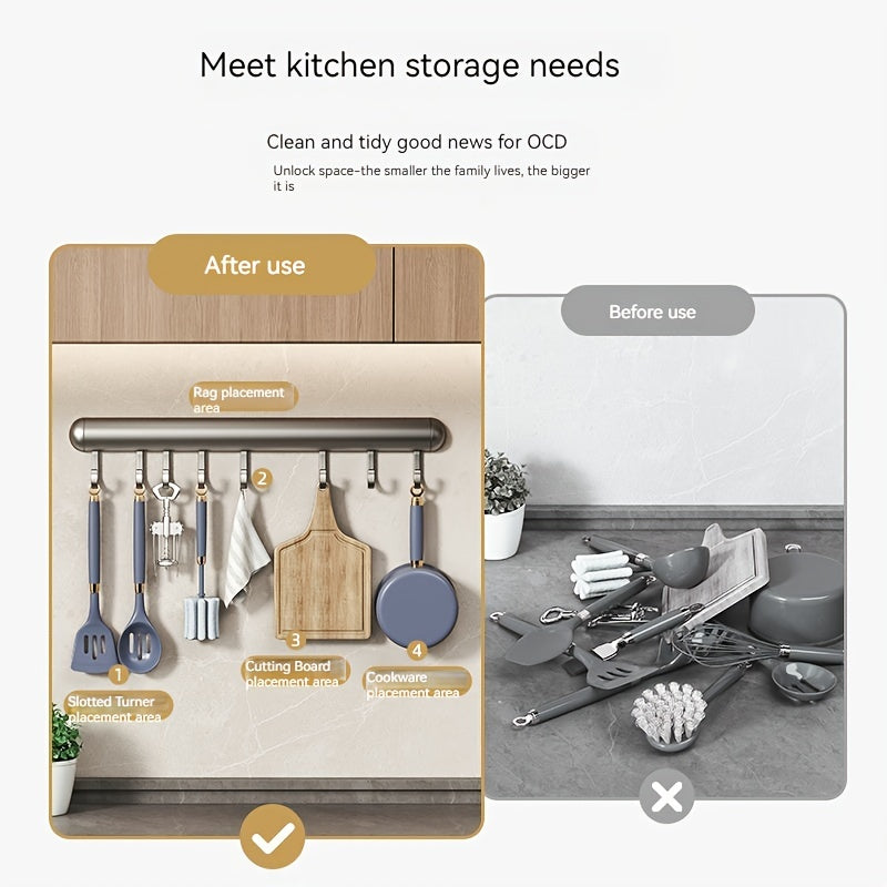 Kitchen Wall Hook Space Aluminum for Spatulas Keys Spoons 1 Piece