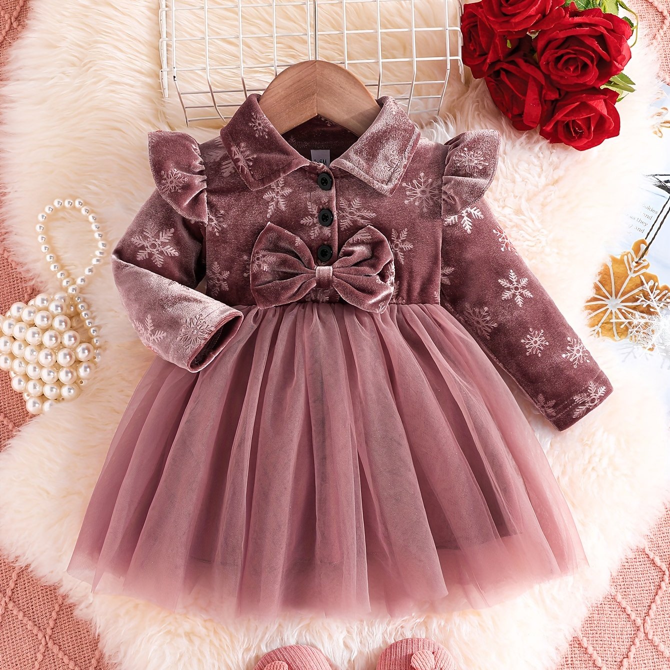 Toddler Girls Floral Print Tutu Dress Long Sleeve Spring Fall Machine Washable