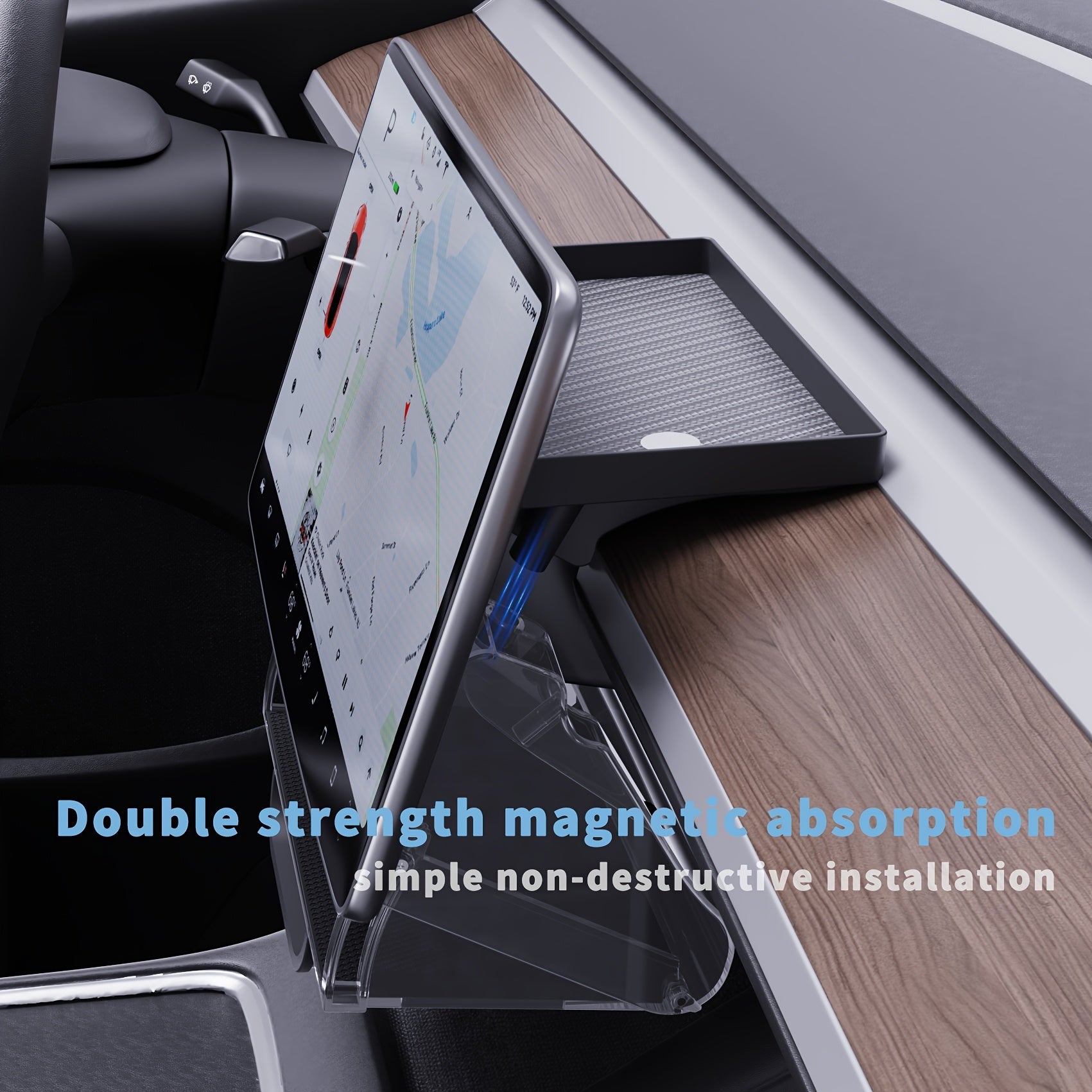 Car Interior Organizer for Tesla Model Y and 3 PC Material Under Screen Storage