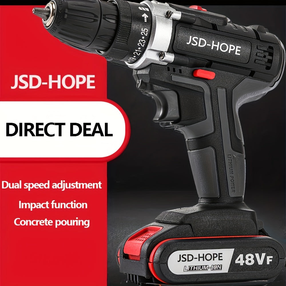 Cordless Impact Drill Driver Kit 48V Lithium Battery Charger US Plug