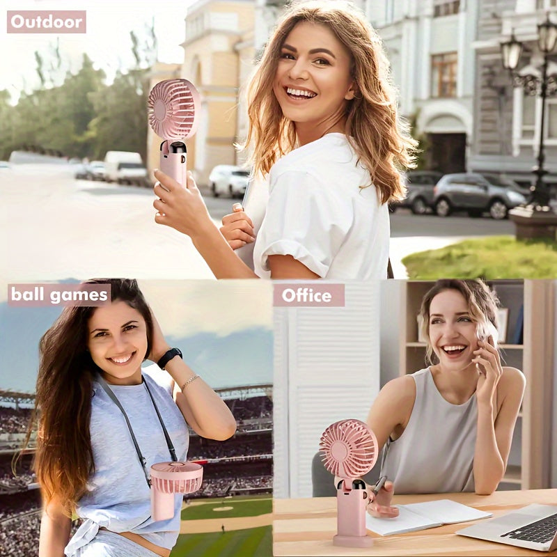 Portable Handheld Fan with USB Charging Foldable Desk Fan Digital Display for Office Outdoor Travel