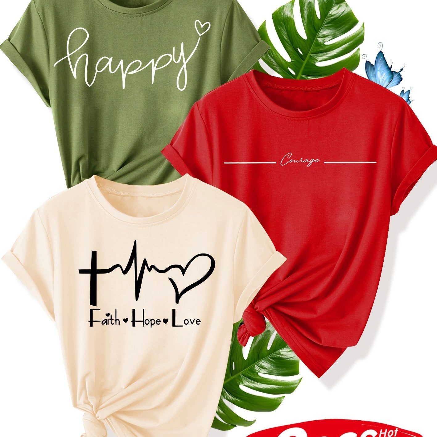 Women’s 3-Pack Cotton Short Sleeve T-Shirts Casual All-Season Comfort