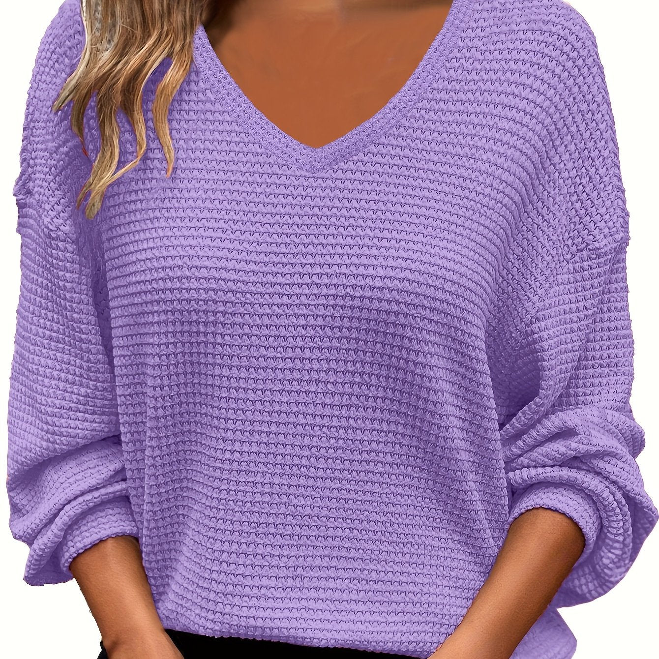 Толстовка женская большого размера из полиэстера с V-образным вырезом, однотонная