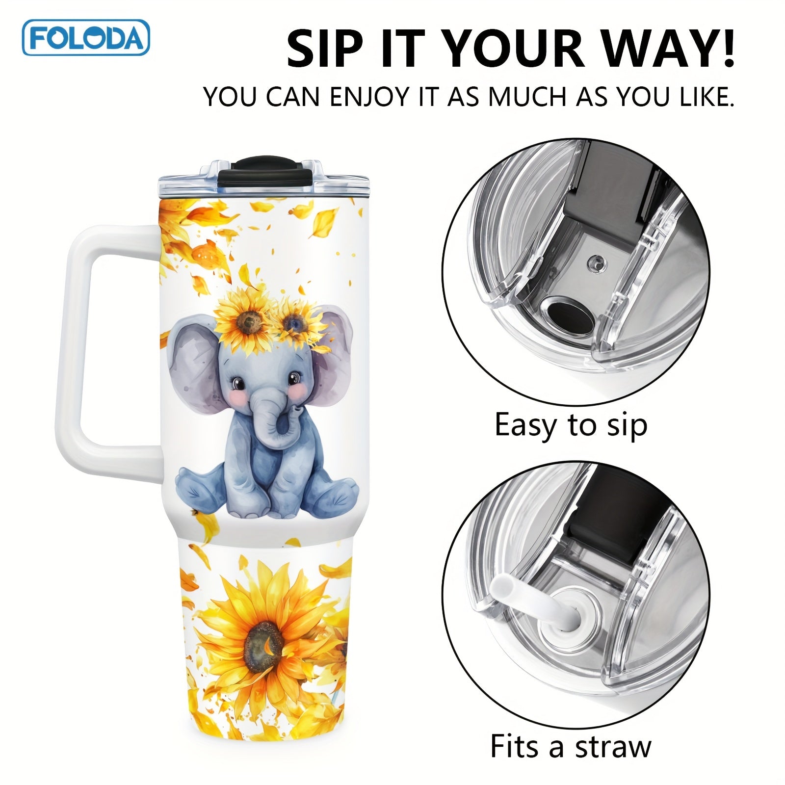 Elephant Stainless Steel Tumbler 40oz Insulated Travel Mug for Gifts Outdoor Camping