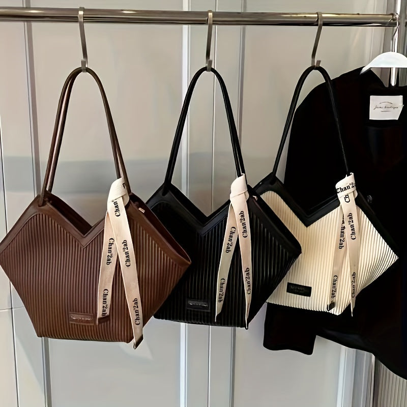 Faux Leather Tote Bag for Work Large Capacity Trendy Design