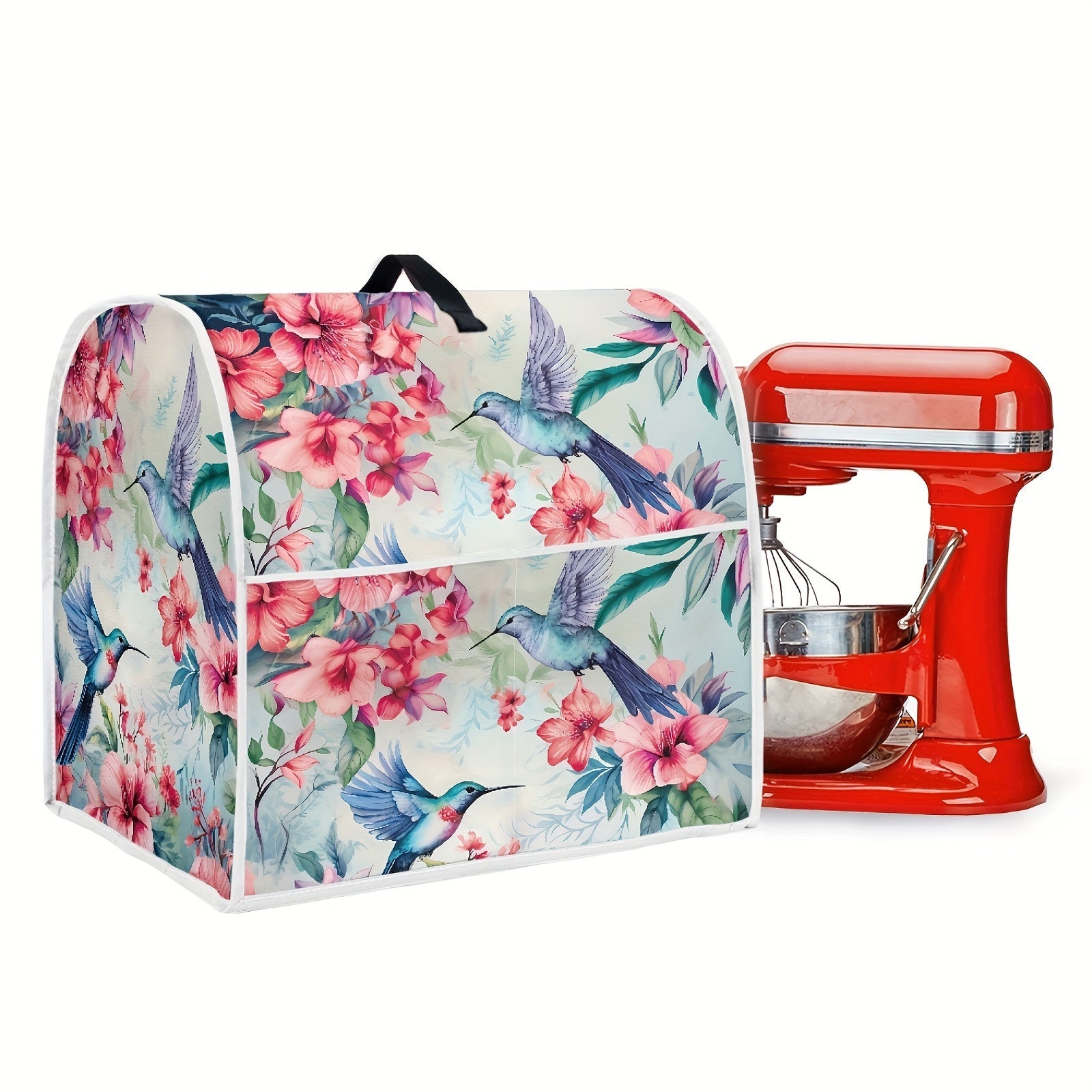 Zarif Gullar bilan Hummingbird Stand Mikser Qopqog'i - Oson tozalash, 6-8 kvartli Oshxona Mikserlari uchun Mashinada yuviladigan Changdan himoya.