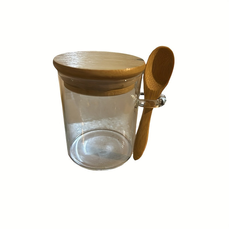 tarro de condimentos de vidrio redondo con tapa, recipiente apilable y a prueba de fugas para especias y organización de cocina