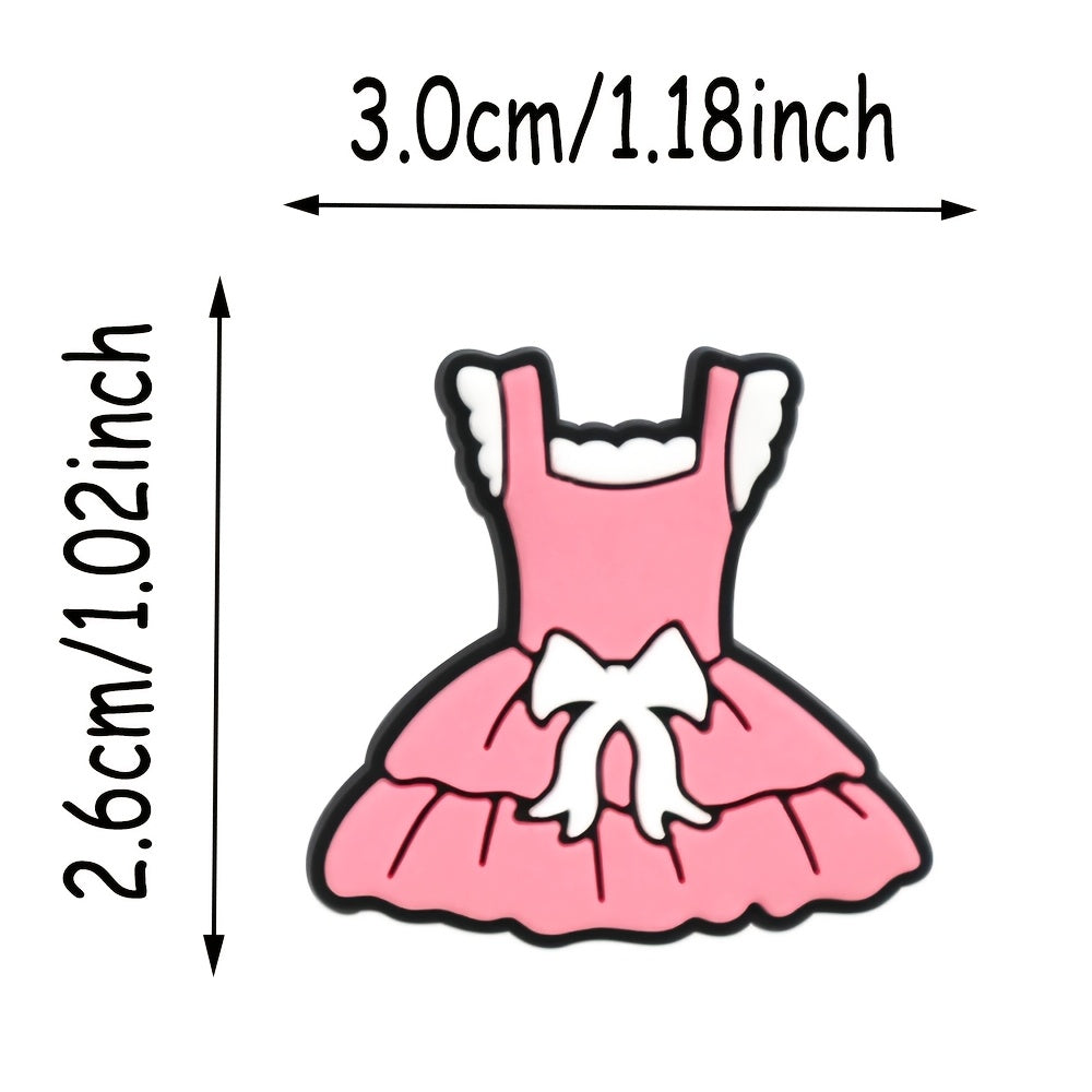 16pcs Ballet Dance Charms Set Plastic Pink Shoes White Swan Pendants Dress Decorations