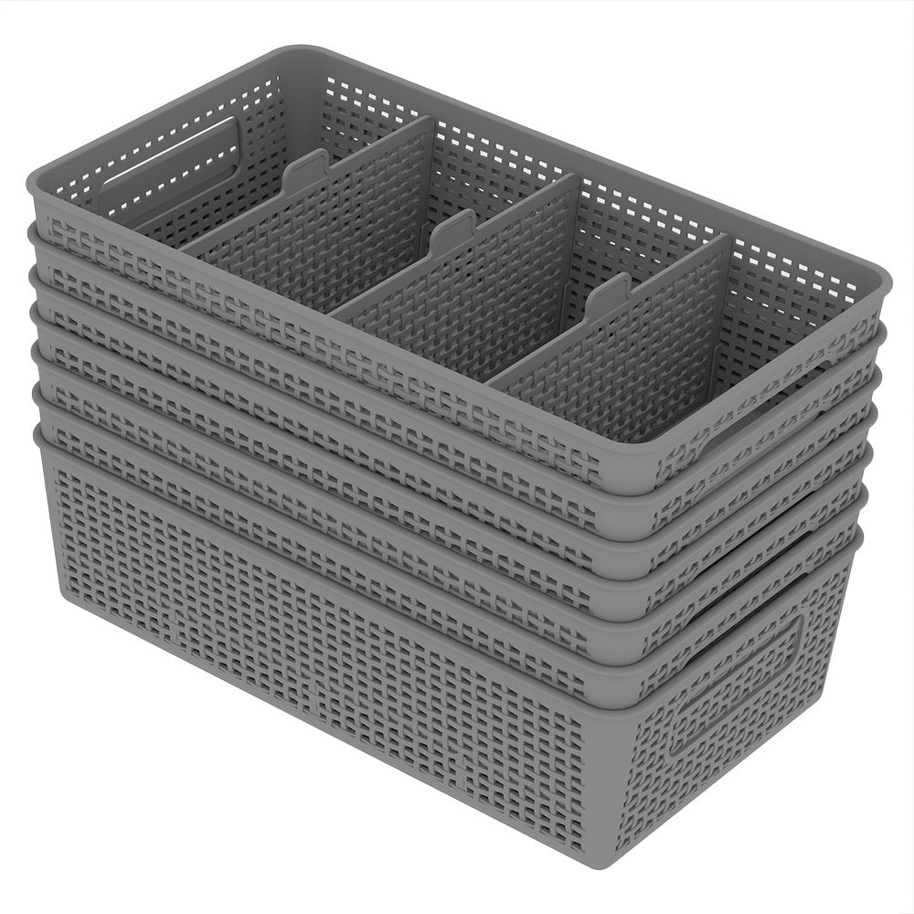 Multi-Purpose Woven Storage Box with Divider for Bathroom and Kitchen Cabinets 1-8 Pieces