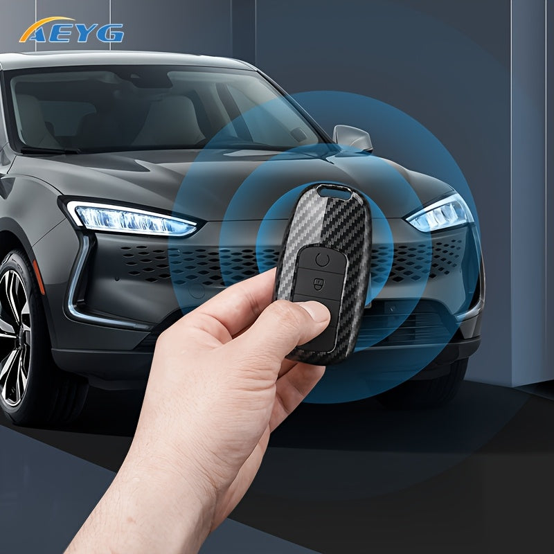 Car Key Case Cover for SUV, Carbon Fiber Style, Fob Protector, Black