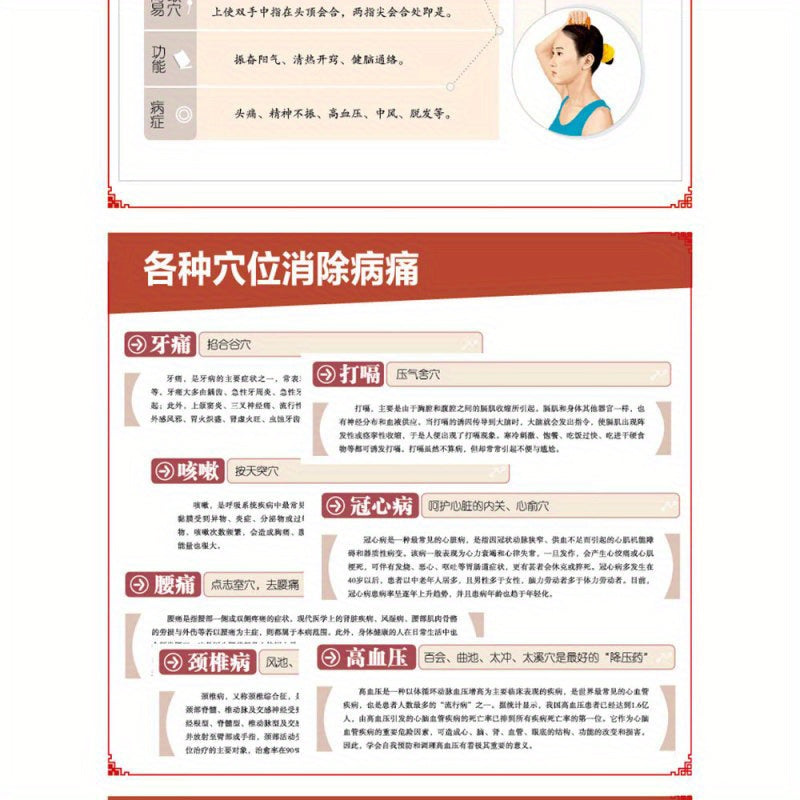 Colorful Illustrated Human Body Acupoints Book for Traditional Chinese Medicine and Disease Treatment
