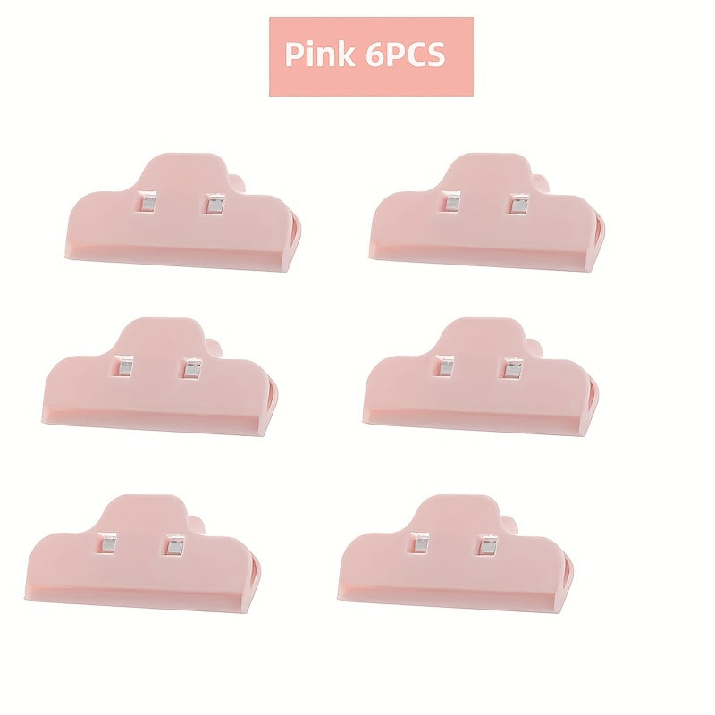 Набор из 6 зажимов для пакетов с едой, сохраняет закуски свежими и защищает от влаги, идеально подходит для запечатывания пакетов с закусками и продуктами, организуйте и храните на кухне, необходимые кухонные аксессуары и гаджеты.