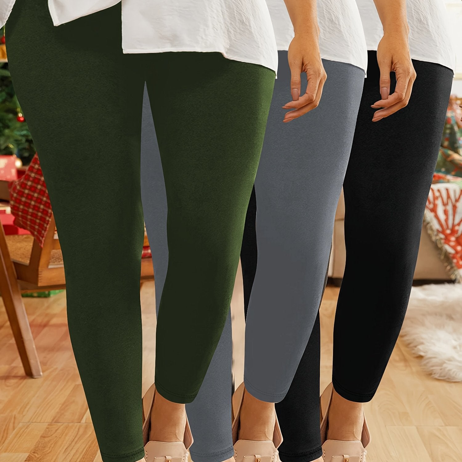 Plus Size Regular Waist 9 Points Bottom Pants 3 Pack