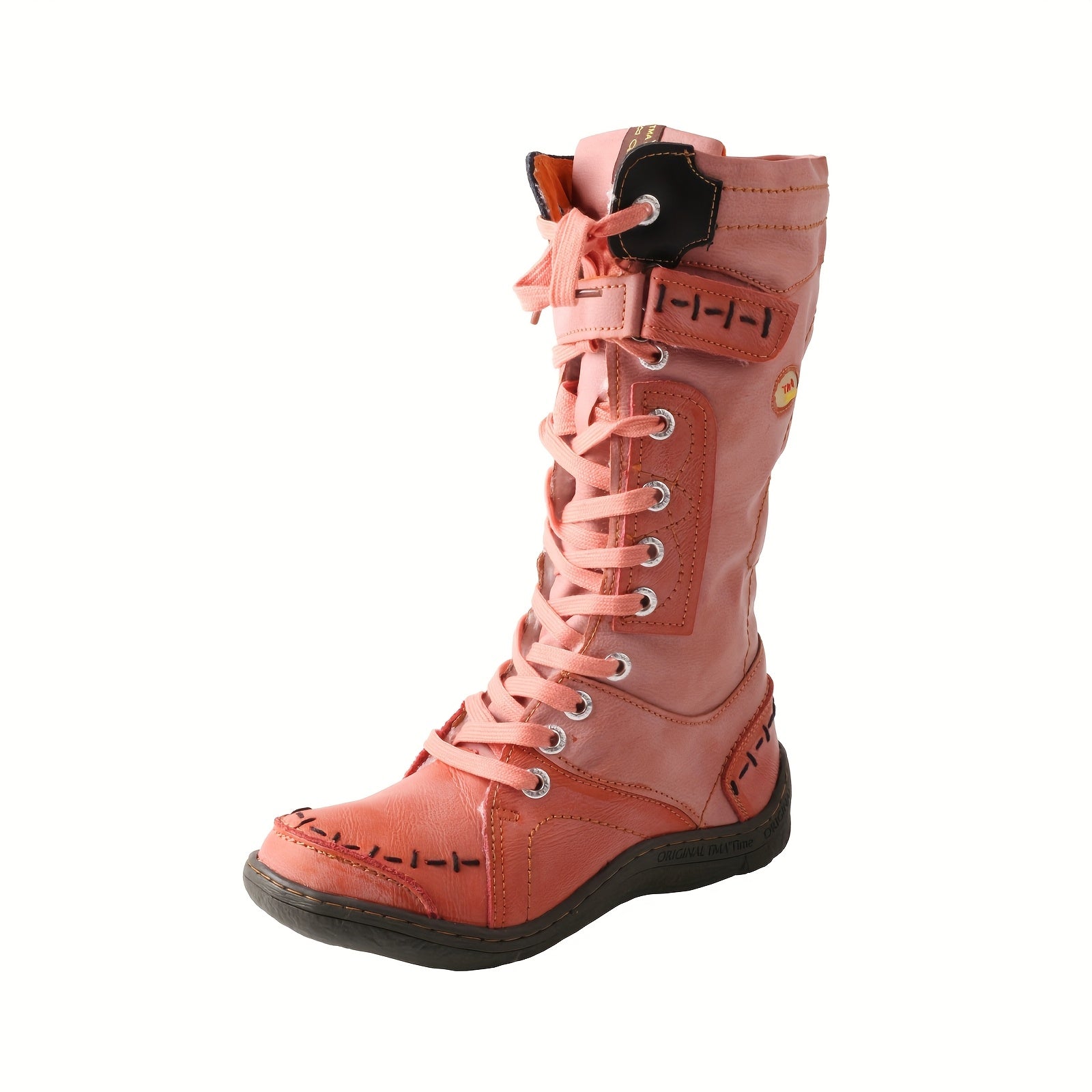 Women’s Fleece Winter Boots Hand-Stitched Color-Blocking Slip-Resistant Durable