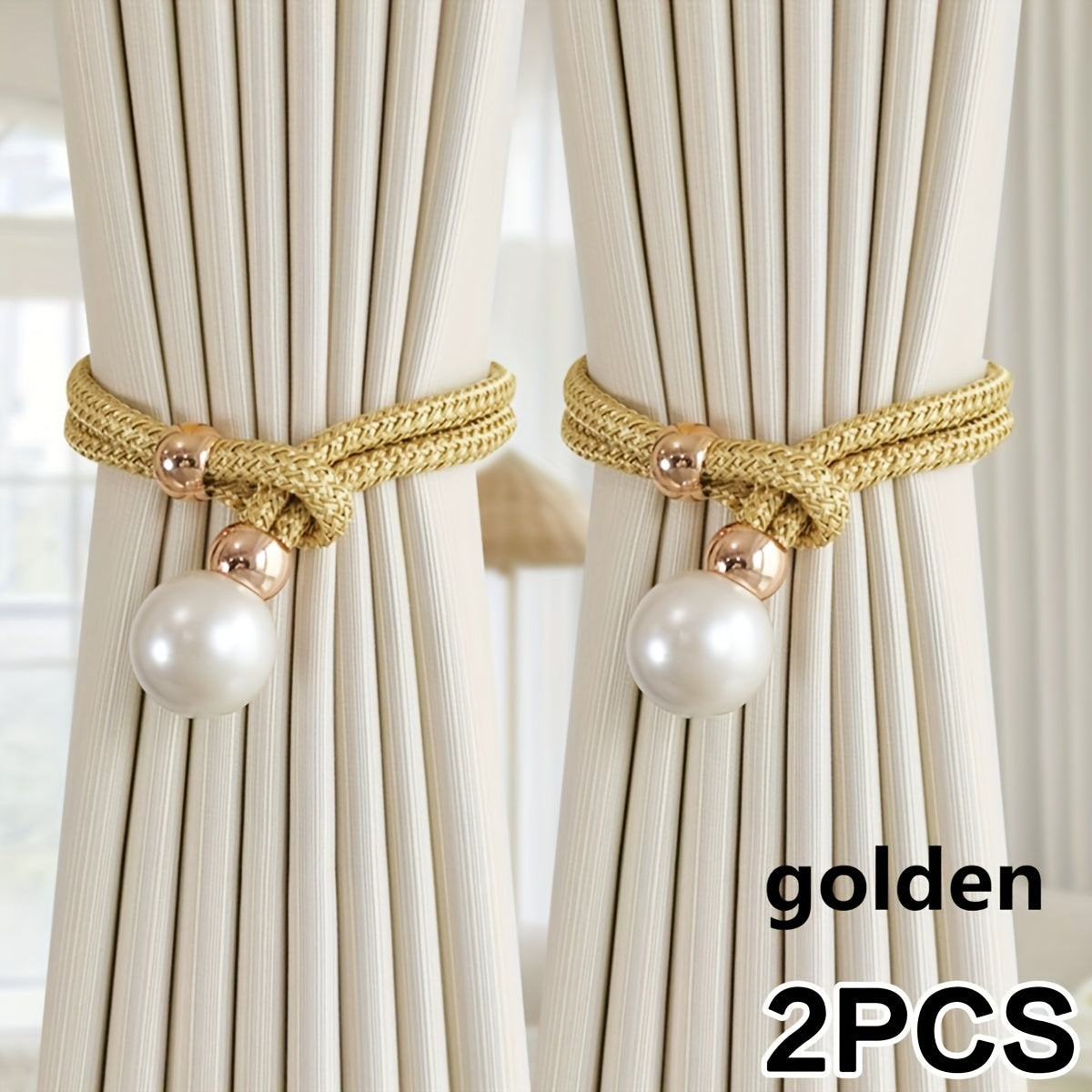 Set of 2 Pearl Decorative Curtain Buckles Adjustable Elegant Room Decor