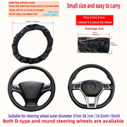 Car Steering Wheel Cover Leather Plaid Non-slip Fit 36.8-38.1cm