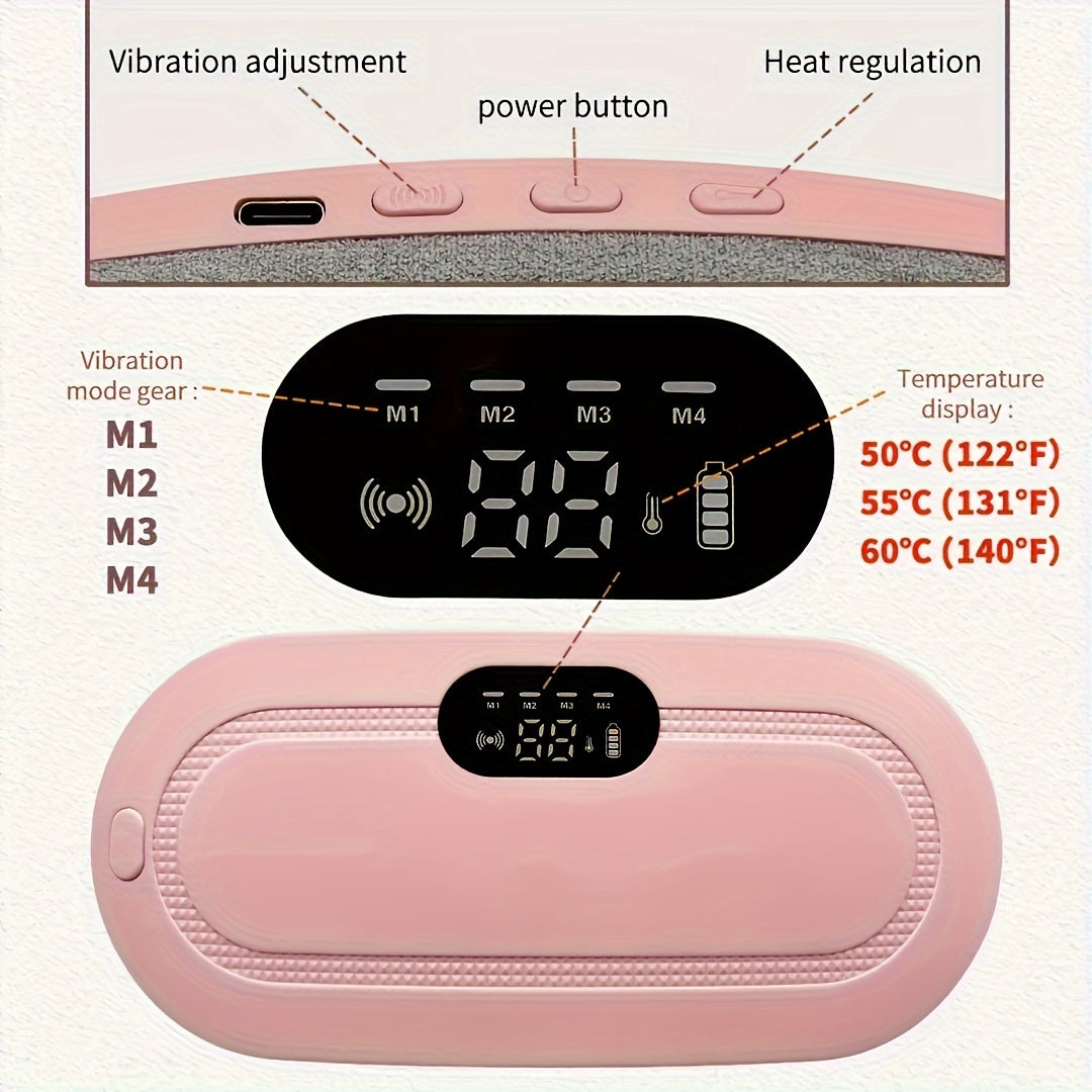 Portable Heating Belt for Women USB Rechargeable Belly Wrap with 3-Speed Temperature and 4-Mode Massage