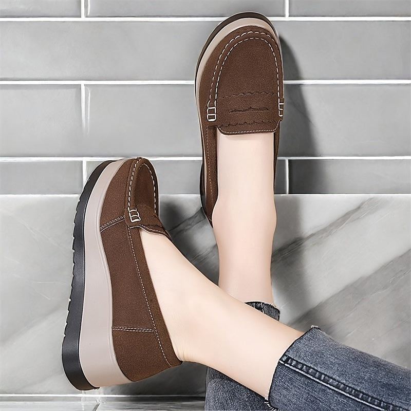 Women's Wedge Loafers Casual Slip-On Platform Shoes Comfortable