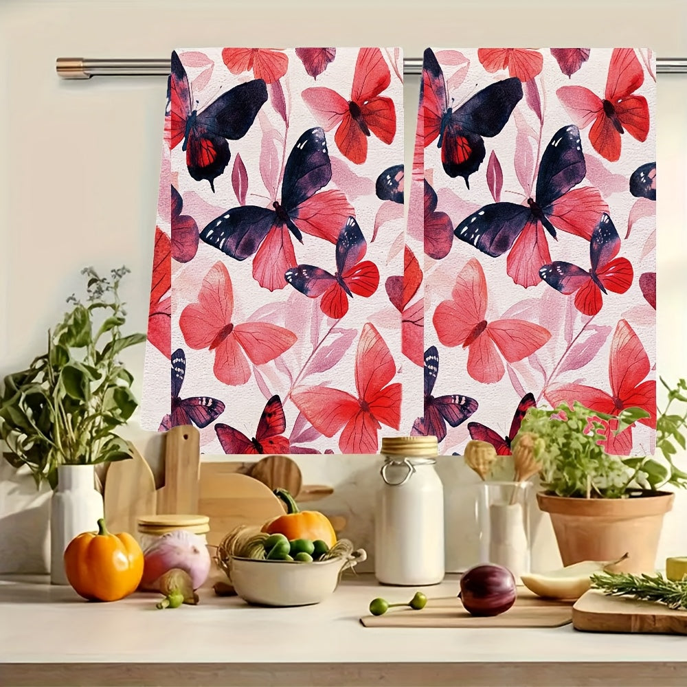 Luxury Kitchen Towels Rose and Butterfly Abstract Design 40x60cm Absorbent