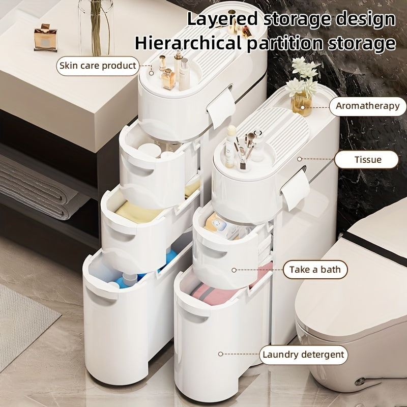 Multi-Functional 3/4-Tier White Storage Cabinet for Bathroom Kitchen Living Room