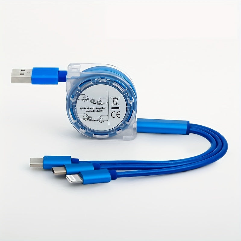 Retractable USB Charging Cable for iPhone Android Micro USB Type C Data Transfer