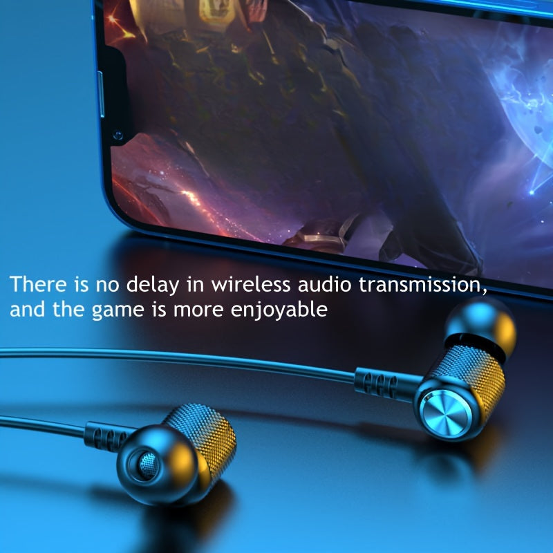 Wireless In-Ear Sports Neck Headphones with Rechargeable Battery and Type-C Charging