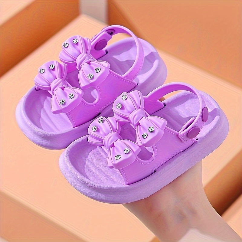 Girls' Bowknot Sandals Low Top EVA Open Toe Indoor Outdoor