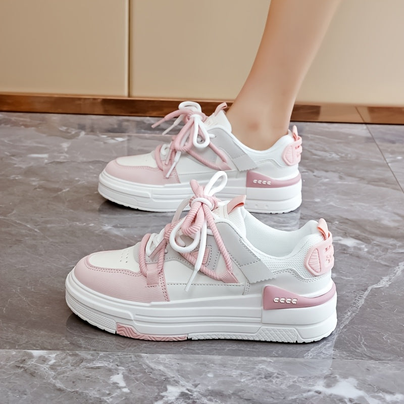 Women’s Fashion Sneakers Low Top Lace-Up Casual Shoes All-Season Man-Made