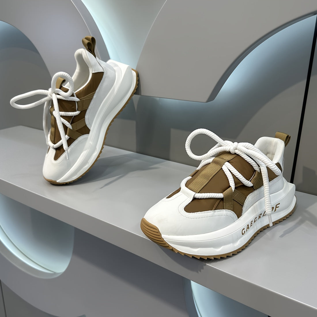 Erkaklar uchun zamonaviy ipli platforma krossovkalari rangli blok dizayni bilan - tasodifiy yurish uchun qulay va nafas oladigan.