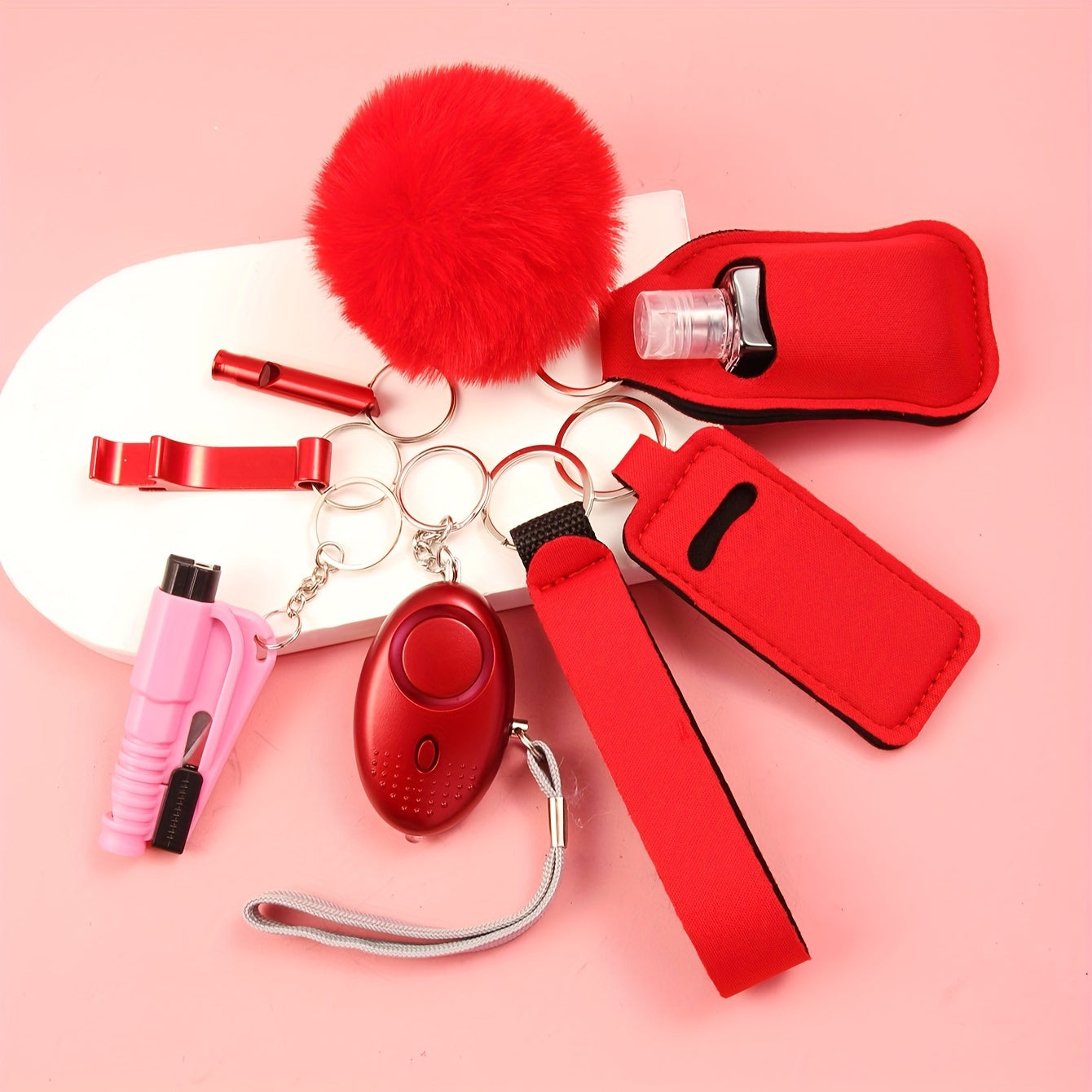 Set of 8 Survival Tools Including Personal Alarm Mini Window Breaker and Whistle in Durable Zinc Alloy