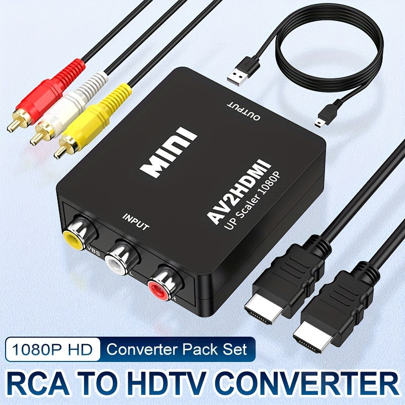 RCA to HDTV Converter AV Adapter Supports PAL NTSC USB Power 1080P Composite Video Cable
