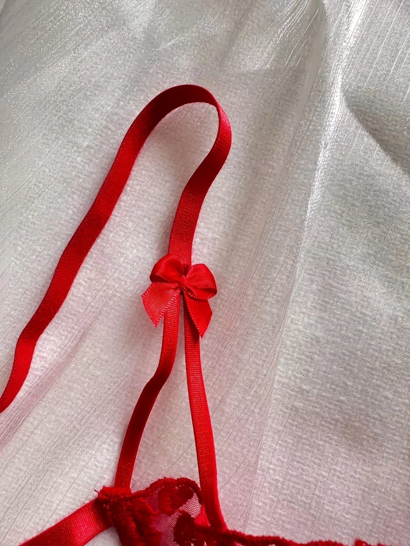 Women's Lingerie Set with Heart Pattern and Thin Shoulder Straps