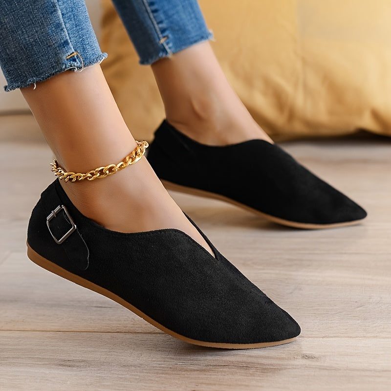 Women's Slip-On Loafers Casual Flat Shoes Comfortable Soft Pointed Toe