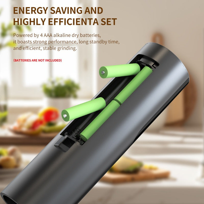 Electric Salt and Pepper Grinder Adjustable Refillable Battery-Operated Automatic Kitchen Gadget