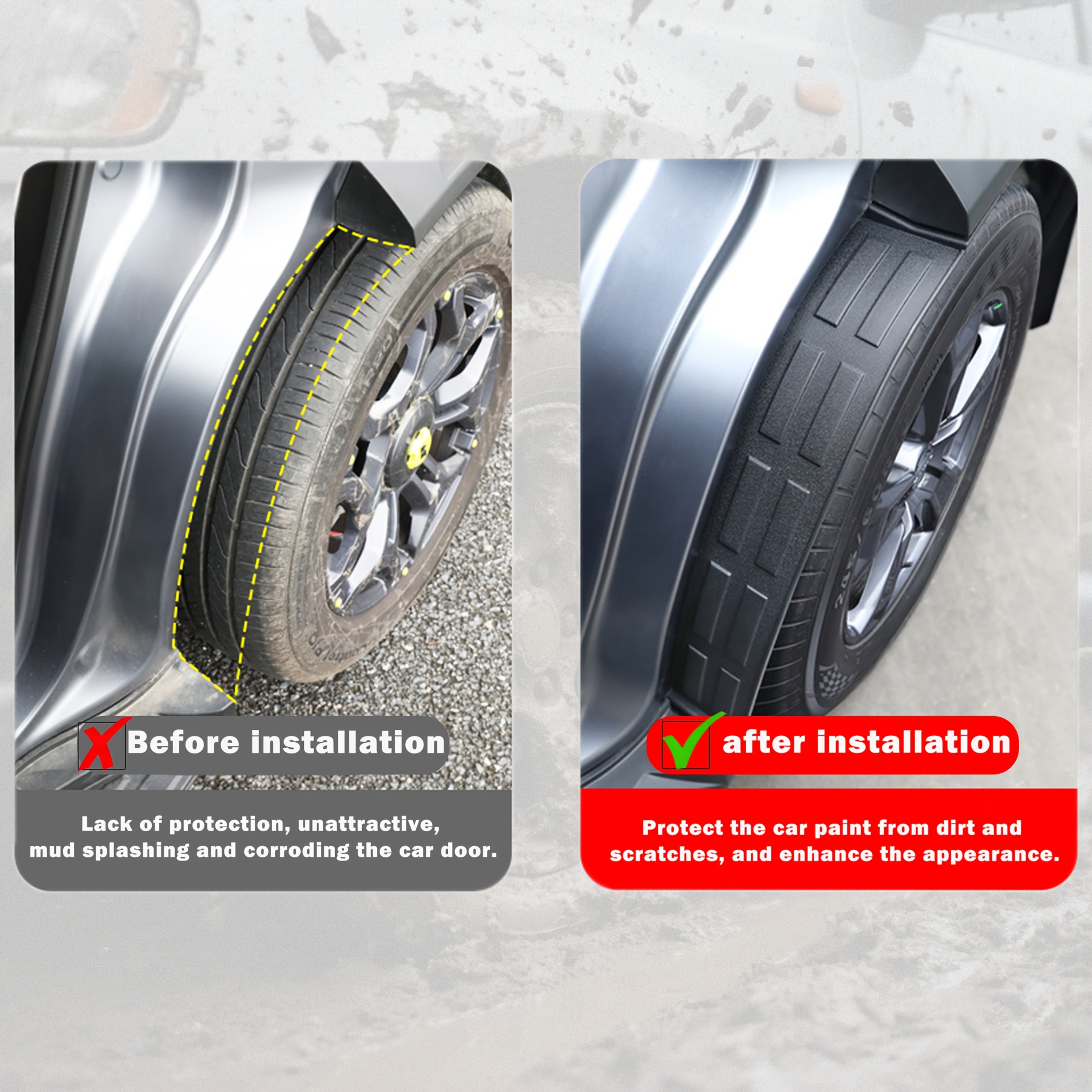 2-Piece Car Mud Flaps Beige Dirt and Sand Protection for Front and Rear Wheels