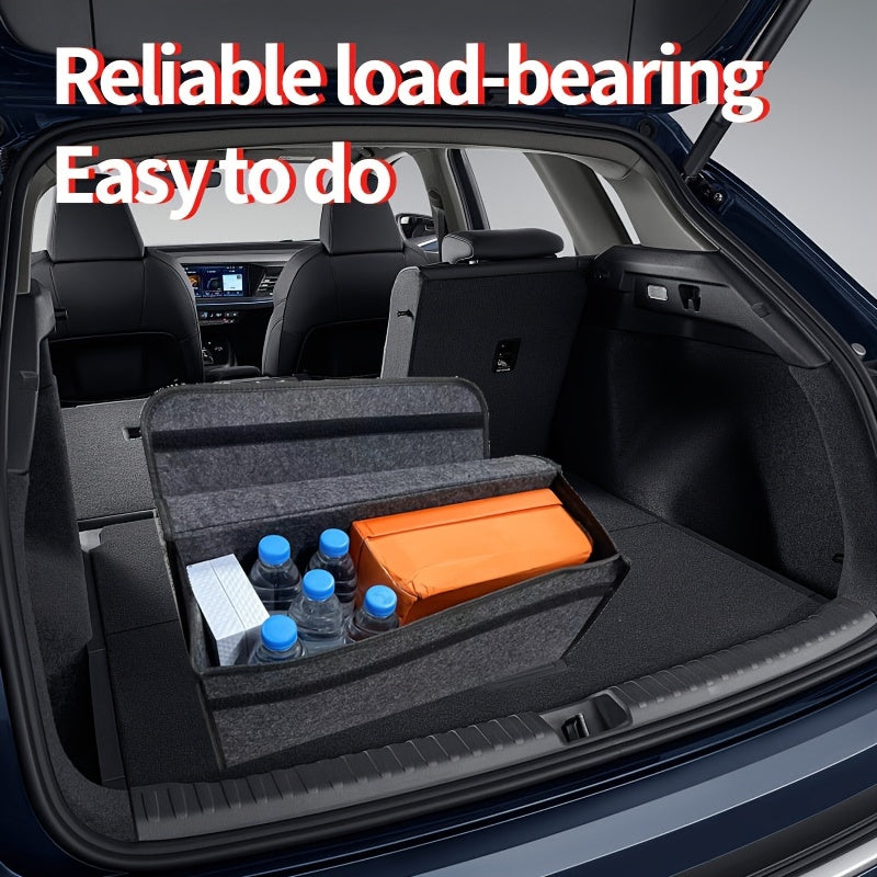 Car Trunk Organizer Quilted Multi-Compartment Storage Bag Durable Cargo Box