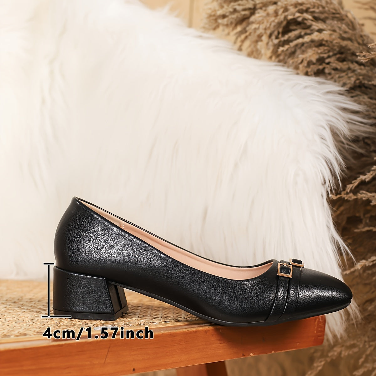 Women's Large Size Simple Leather Heel Shoes for Casual or Formal Wear