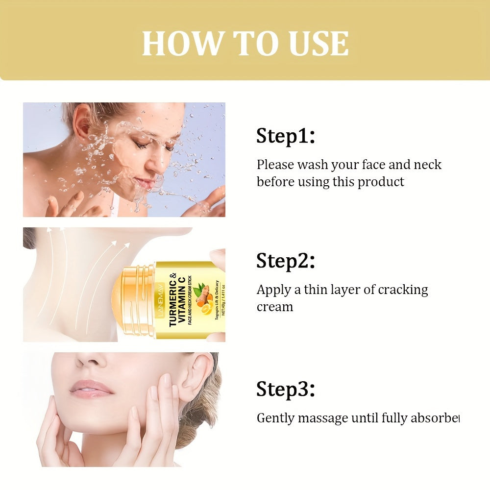 Face and Neck Vitamin C Turmeric Cream Stick, Hypoallergenic, Fast Absorption, 40g