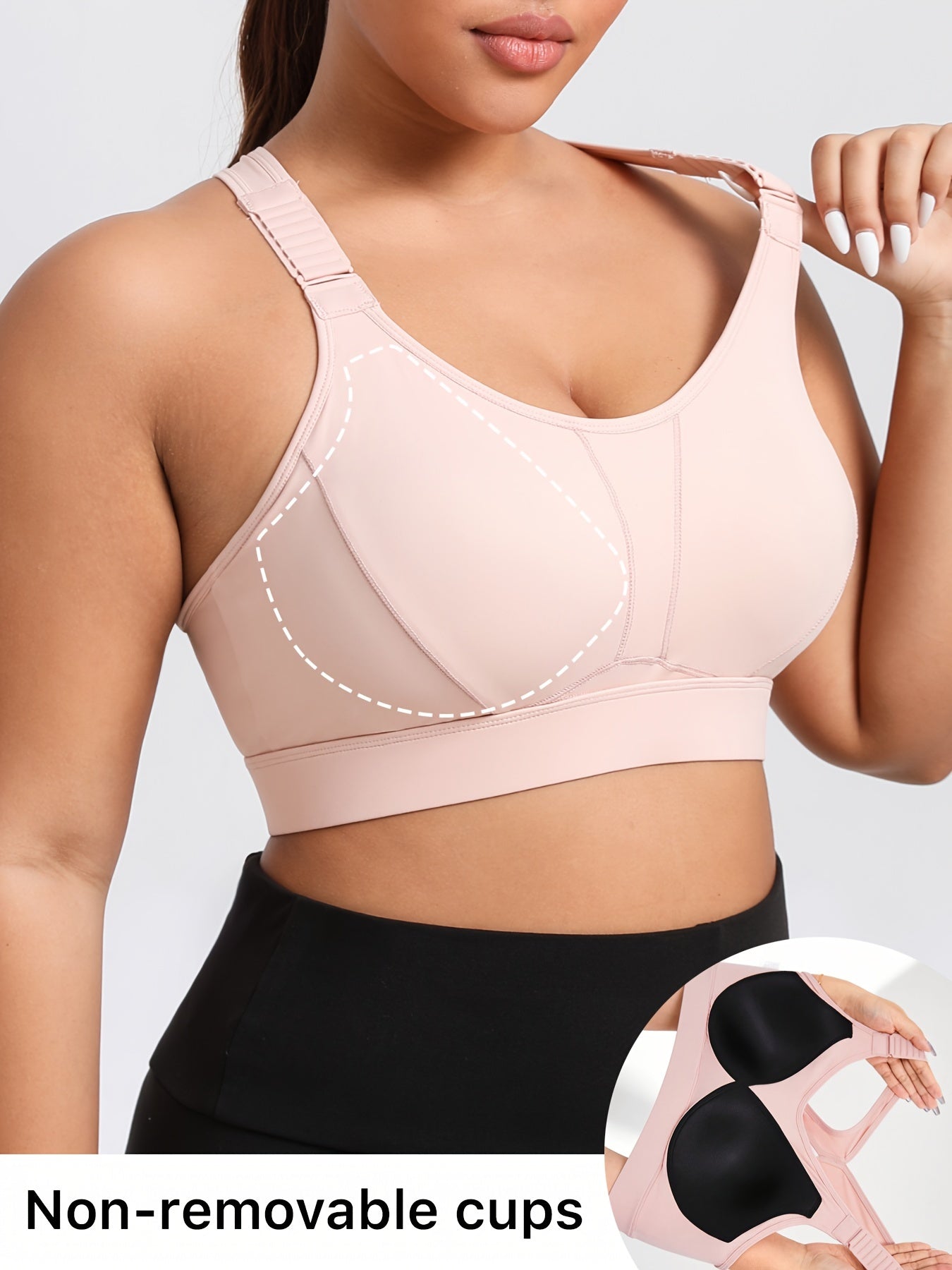 Women's Plus Size High Support Shockproof Sports Bra for Running Yoga