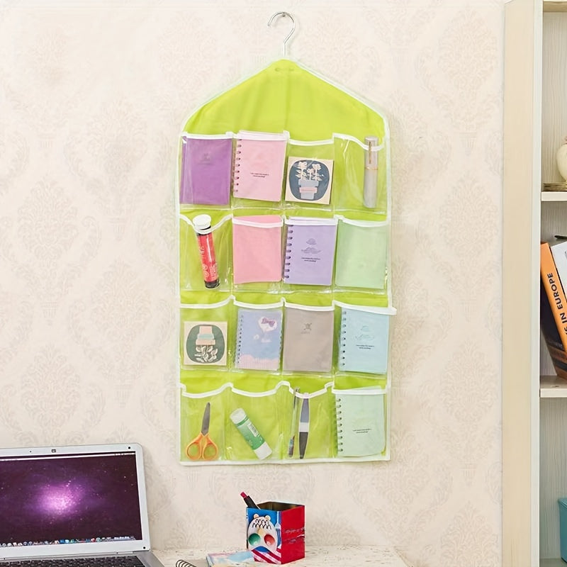 Set of 3 Hanging Storage Bags with 16 Pockets for Socks Underwear and Accessories Space-Saving Wardrobe Organizer