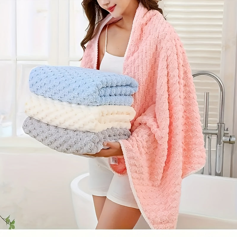 4pc Waffle Weave Towel Set Microfiber Quick-Dry Soft Durable Geometric Pattern