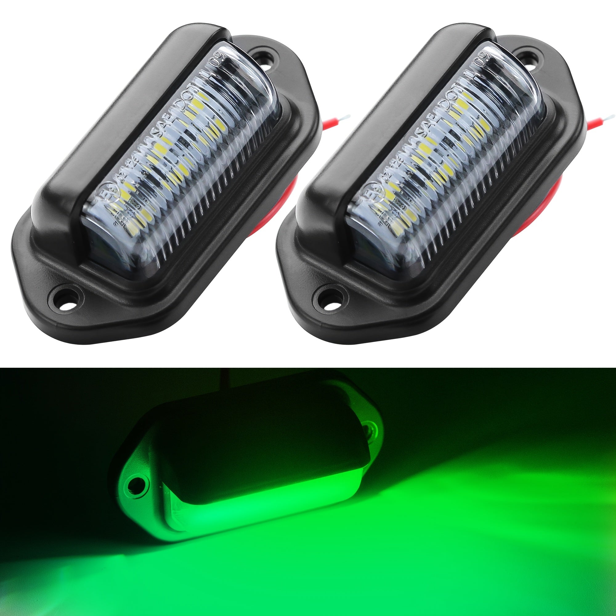 12V-24V Avtomobil raqam belgilari uchun chiroq 6LED 2-to'plam, avtomobillar, yuk mashinalari, avtoulovlar uchun